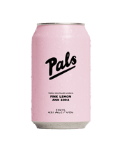  Pals Vodka Pink Lemon And<br>Soda Can 330ml  330ML Triple Distilled Vodka, Pink Lemon and Soda