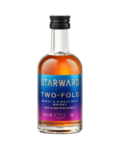  Starward Two-fold Double<br>Grain Australian... 50ML An Australian double-grain whisky. For depth, we use malted barley, just like our Nova. For an aromatic, dry flavour, we use Australian wheat. Lightly charred or steamed barrels. Sourced from Australian wineries that make great shiraz, cabernets and pinot noirs. Often filled fresh when the barrel is still wet with wine. We mature each whisky separately in Melbourne’s wildly varied climate, then deftly combine Smooth as silk. Spiced vanilla, tropical fruits and cereal characters rounded with red