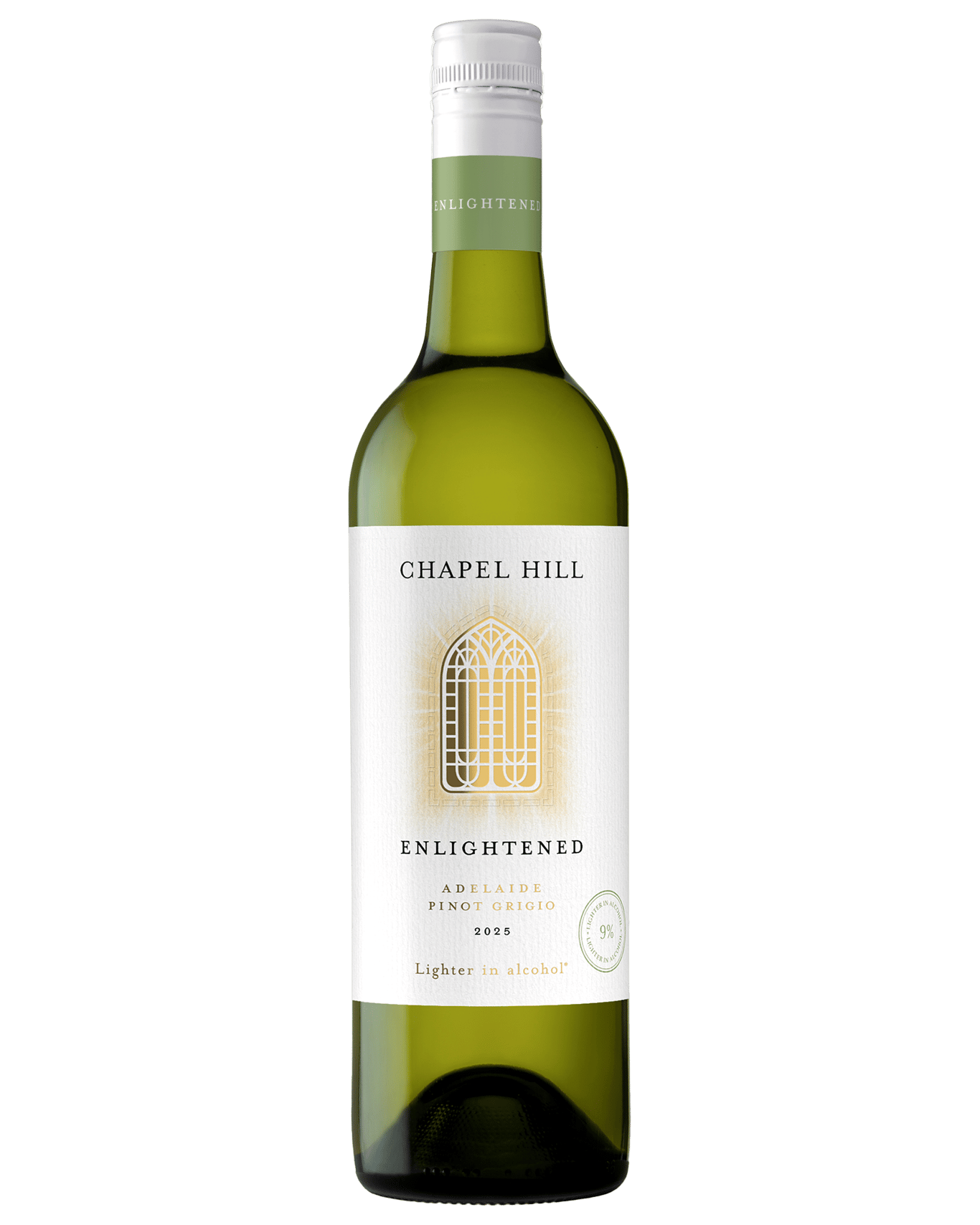 The Chapel Hill Enlightened Pinot Grigio comes in at 9% ABV