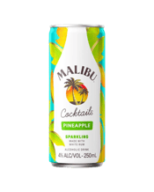  Malibu Cocktails Pineapple<br>Cans 250ml  250ML Coconut and Pineapple Flavour Sparkling Mixed Drink with Caribbean Rum. A delightful blend of Caribbean rum and sparkling fresh pineapple. Well-balanced and tropical, with a slight sweetness and the distinctive character of Malibu Caribbean rum. Malibu Rum & Pineapple cans are ideal for any occasion, whether you're having a summer BBQ at home, partying at a festival, or having a picnic in the park.We've combined our classic Malibu Coconut flavoured rum with refreshing sparkling pineapple to crea