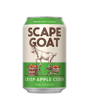  Scape Goat Crisp Apple Cider<br>Cans 330ml  330ML Scape Goat Apple Cider has been crafted to be perfectly balanced and not too sweet. Juicy red delicious apple flavours offer a medium sweetness balanced with crisp acidity and lively carbonation to finish.