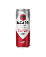  Bacardi Rum And Coca Cola<br>330ml Can  330ML BACARDÍ & Coca-Cola delivers a crisp, smooth and delicious mix of the world’s most awarded rum and the world’s most iconic soft drink. A refreshing blend of smooth Bacardi rum and crisp Coca-Cola, expertly mixed, ready to enjoy.&nbsp;