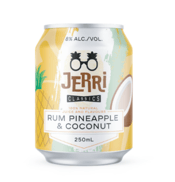  Jerri Cocktail Rum Pineapple<br>And Coconut Cans... 250ML Jerri Rum Pineapple and Coconut. An island-inspired take on the timeless favorite, crafted with premium rum, ripe pineapple and smooth coconut, perfect for sipping anytime, anywhere.