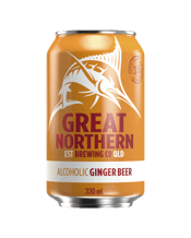 Great Northern Brewing Co.<br>Ginger Beer 3.5%... 330ML Great Northern Brewery brews beer to suit the unique northern Australian climate. Inspired by the Great North, this crisp and refreshing Great Northern Brewing Co Ginger Beer is carefully crafted using Queensland ginger – perfect for the endless summer. Slightly sweet, refreshing and ginger forward.