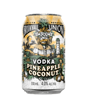  Brookvale Union Vodka<br>Pineapple &... 330ML This classic had been refined andperfected to be the summeriest drink of the summer. Juicy yet smooth, sweet but mellow, jungle but jazzy, just great tasting vodka, pineapple coconut.