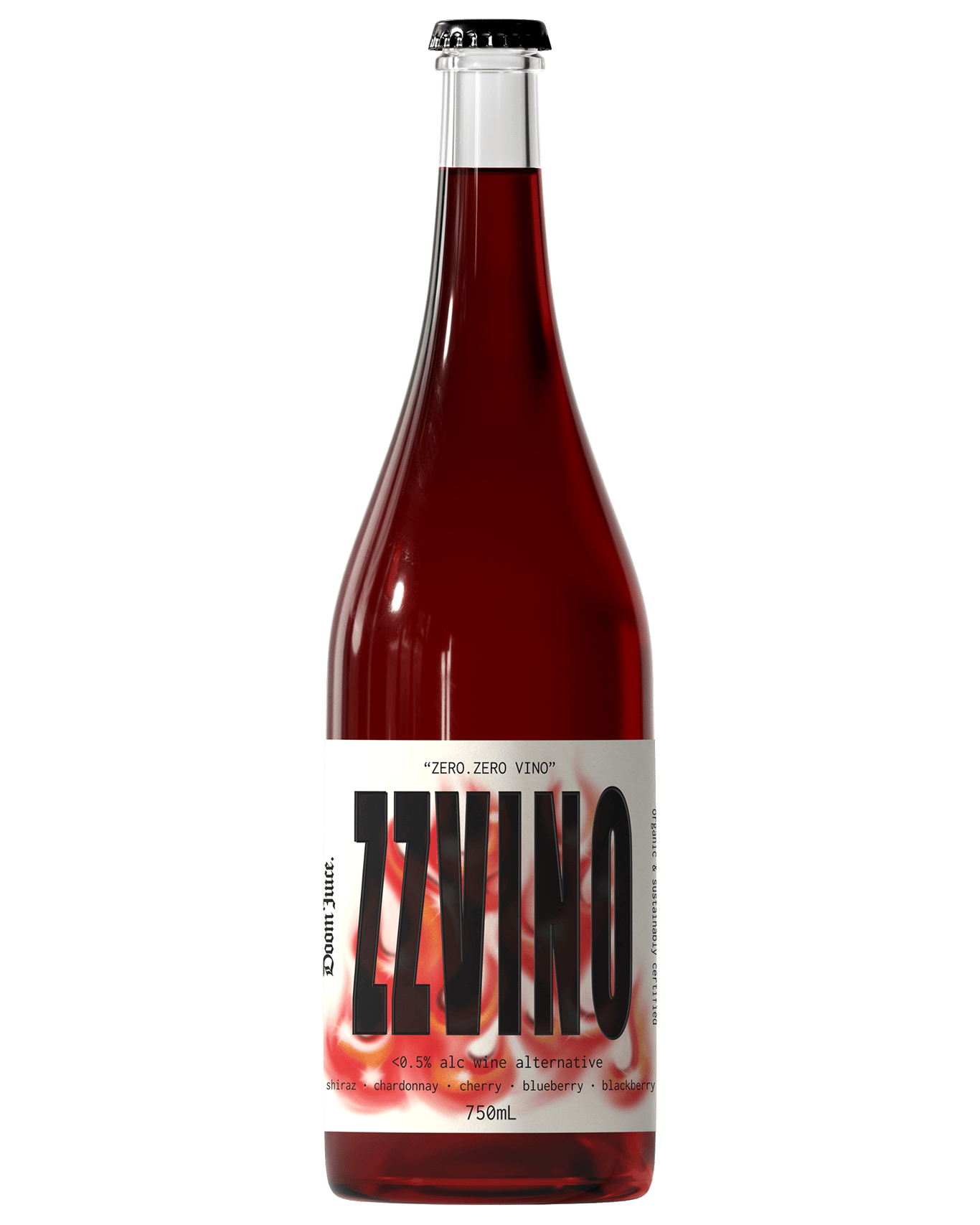 A bottle of ZZVINO non-alc wine