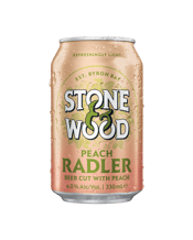 Stone & Wood Peach Radler<br>Cans 330ml 330ML Refreshingly Light. Totally Peachy. Lightly hazy, with vivid pops of peach flavours and a touch of citrus. The Peach Radler is a bright and sessionable salute to the Australian golden hour. Enjoy!