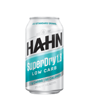  Hahn Superdry 1.8% Cans<br>375ml  9000ML Introducing Hahn SuperDry 1.8 - a full-flavoured, low-carb beer made for those who want to enjoy a few and stay in control. At just 1.8% ABV, it’s exactly half a standard drink per 375ml can, making it the perfect choice for moderation without compromise. Brewed with the same unmistakable crisp dry taste as Hahn SuperDry, this lighter style keeps things fresh, balanced, and easy to drink. With only 50 calories per can and 1.9g of carbs, it’s proof that great taste doesn’t have to come with high