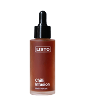  Listo Chilli Infusion 50ml  50ML A potent and complex tincture designed to add a clean heat to your cocktails. Crushed chilli and habanero bring the fire, pickled jalapeños brighten the infusion and gochugaru imbues a lively red hue. Add 5-10 drops for the perfect Spicy Margarita, every time.