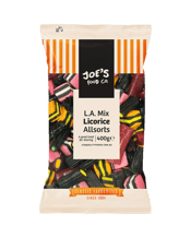  Jc's L.a. Mix Licorice<br>Allsorts 400g  400G JC’s LA Mix 400G is a vibrant assortment of soft, chewy jellies bursting with fruity flavours. Packed with a colourful mix of fun shapes and textures, this generous 400g bag is perfect for sharing, parties, or satisfying your sweet cravings anytime.