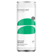  Strangelove Low Cal Soda &<br>Jalapeno 250ml  250ML A lime and a jalapeno walk into a bar. Upon realising they were the perfect match, they got drunk together. Now you can drink them too. A perfectly-balanced, spiced elixir that pairs perfectly with any quality tequila or mezcal - or Mexican food in general.