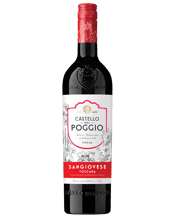 Castello Del Poggio<br>Sangiovese 750ML Castello del Poggio takes its name from a 12th-century fortress, a site historically linked to the Knights Templar.Immediately welcoming with scents of ripe red cherries, wild strawberries, and a faint hint of dried herbs, gliding across the palate with a smooth, velvety texture. This wine offers a great balance of drinkability with varietal typicity - an effortless crowd pleaser for BBQs, mid-week dinners, or casual gatherings.