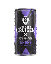  Vodka Cruiser Grape 10% Cans<br>200ml  200ML Introducing ... Vodka Cruiser X 10% a bolder full flavoured offering. Proudly in Vodka Cruisers pre loved grape flavour you all know and love. Perfect for any pre drinks occasions.