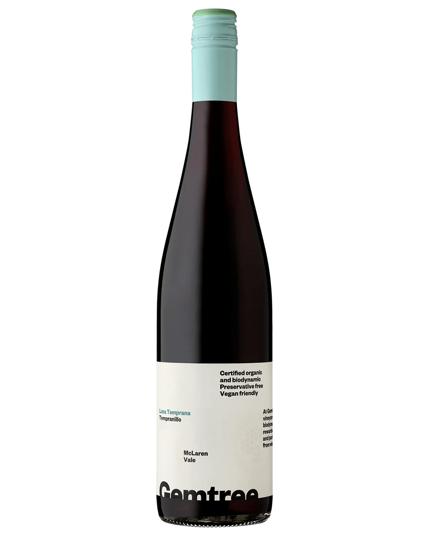 A bottle of Gemtree Luna Temprana Tempranillo