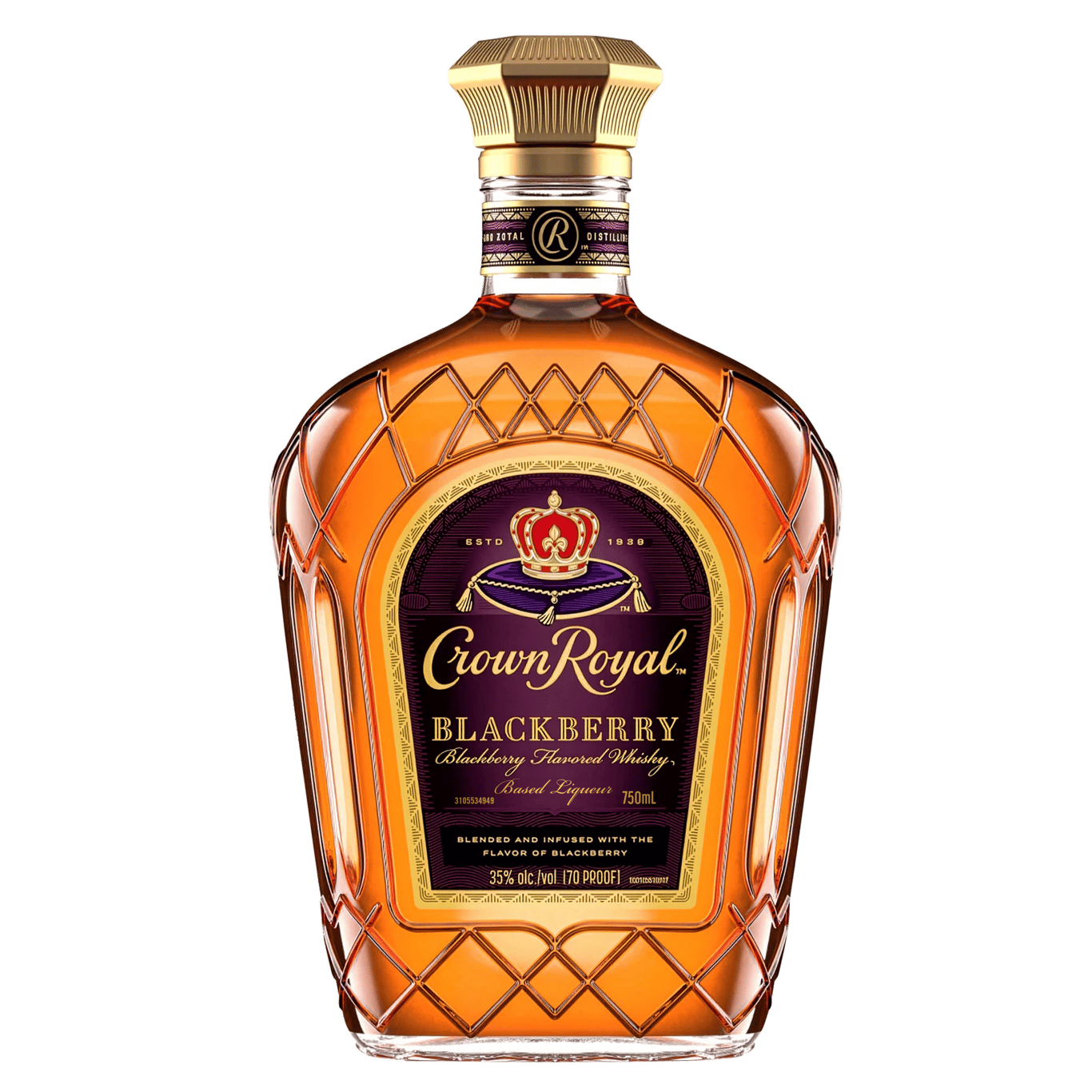 A bottle of the Crown Royal Blackberry Flavoured Canadian Whisky  