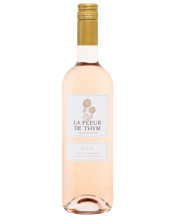  La Fleur De Thym Côtes De<br>Provence  750ML Crafted in Provence, this vibrant rosé combines delicate red berries, floral notes and refreshing acidity with a clean, elegant finish. Fresh, balanced and effortlessly enjoyable, it is a versatile choice for any occasion.