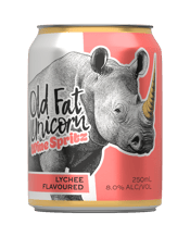 Old Fat Unicorn Lychee Wine<br>Spritz 250ml 250ML Vibrant & Tropical This Lychee Spritz pairs well with good people, fun times & easy enjoyment. Best served chilled! Produced by or on behalf of Pinnacle Drinks, part of Endeavour Group Limited.