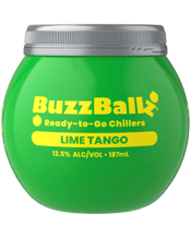  Buzzballz Lime Tango 187ml  187ML Bring on the zing with BuzzBallz Lime Tango. This ready-to-go alcoholic chiller delivers bold lime flavour with a lively citrus kick and a refreshingly tangy finish. Packed in the unmistakable BuzzBallz ball-shaped format with a resealable screw cap, it’s made for easy chilling and even easier enjoyment. Bright, punchy and full of personality, Lime Tango is a crisp citrus flavour that stands out from the crowd.