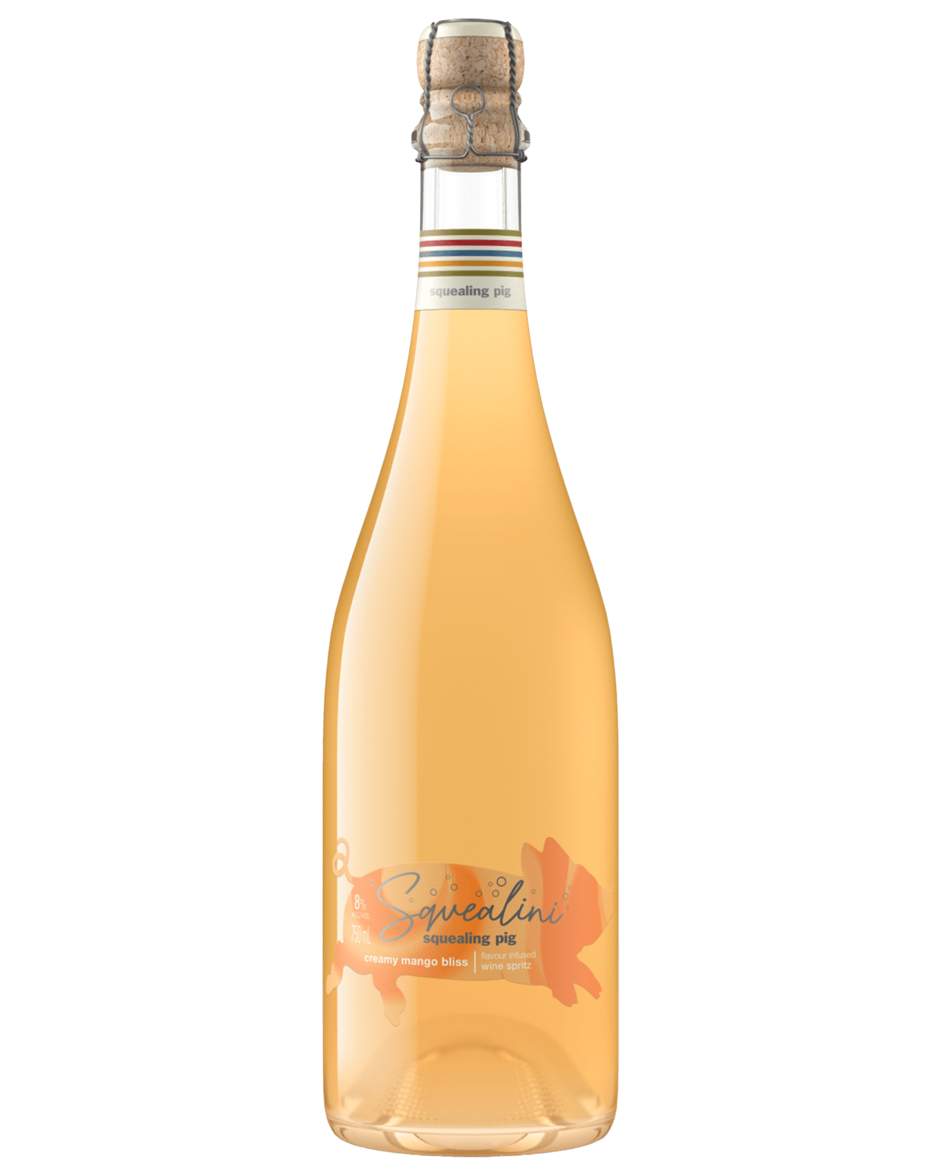 A bottle of the Squealini Creamy Mango Bliss