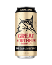  Great Northern Brewing Co.<br>Super Crisp Cans... 440ML Great Northern Super Crisp lager was brewed with an outdoor lifestyle in mind. With its fruity aroma, low bitterness and clean, crisp finish, it's the ultimate refreshment for the Great Northern conditions. Brewed with Australian pale malt, lager yeast and a light stable hop and malt extract to produce a refreshing, crisp beer without compromising on taste.