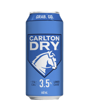 Carlton Dry 3.5% Can 440ml  440ML The same crisp dryness as Carlton Dry. The same refreshness as Carlton Dry. It's even the same smoothness as Carlton Dry. After all, it is Carlton Dry. With 3.5% ABV.