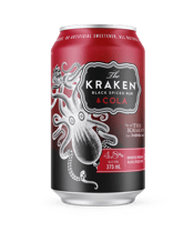  The Kraken Spiced Rum & Cola<br>Cans 375ml  375ML The Kraken Black Spiced Rum is born from the depths of the Caribbean Sea, named after the beast, the myth, the legend that is The Kraken. The Kraken Rum’s bold, rich and smooth flavour has been impeccably paired with cola to transform your at home drinking experience.