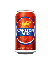  Carlton Mid Cans 375ml  375ML Carlton Mid is a crisp and refreshing mid-strength lager that uses a unique double hopped brewing process to deliver a smooth and full flavoured taste.