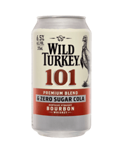  Wild Turkey 101 Bourbon And<br>Zero Sugar Cola... 375ML Wild Turkey 101 Premium Blend &amp;amp;amp; Zero Sugar Cola 6.5% Premix. Wild Turkey 101 Zero Sugar Premix is best served icy cold or on the rocks. Wild Turkey 101 Premium Blend balances the sweetness of a zero sugar cola with bold earthy characters to give it a refreshing body and smooth finish. It’s perfectly aged bourbon flavours carry through with a higher proof.