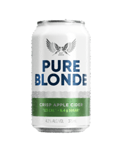  Pure Blonde Crisp Apple<br>Cider Cans 375ml  375ML Pure Blonde iconic Cider has 60% less sugar than regular cider. But that doesn’t mean we skimp on taste. With every sip you get a rush of a green apple taste that is fresh, balanced, and slightly tart, that transforms into a clean, crisp, finish with a slight tingle.
