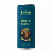 Twizzle Dark & Stormy Cans<br>330ml 330ML Draped in velvety dark rum, she sails through the room, a tempest of zingy ginger beer in her wake. Her sultry smile hides that twist of lime, promising secret island adventures.6.0%