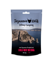  Tasmania Wild Biltong Chilli<br>Beef 40g  40G Tasmania's wild environment, pristine waters and cool climate create outstanding Biltong. With the highest quality of ingredients and a family recipe handed down over generations, Tasmania Wild Biltong tastes like no other and delivers Tasmanian flavours with a punch. Using only beautiful, marbled steaks derived from contented livestock, hand-carved and produced in small batches to ensure quality and authenticity. Tasmania Wild Chilli Beef Biltong will have your palate dancing with the addition