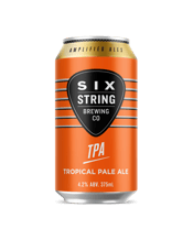  Six String Brewing Co.<br>Tropical Pale Ale... 375ML This Tropical Pale Ale is the easy going Surf Rock of Pale Ales. A decidedly hoppy beer it is led by a melody of tropical fruits, pineapple and passionfruit. The lingering tropical hop character, evocative of chilled out summer days, and mellow malt flavours are the smooth finish to this Tropical Pale Ale.