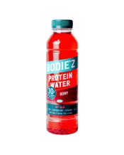  Bodiez Protein Water Berry<br>Optimum 500ml  500ML Fuel your muscle growth, optimise recovery, and amplify performance with our scientifically formulated Protein Water drink. BODIE'Z understands the genuine need for efficient muscle recovery and growth. We've developed clear protein water for those who see fitness not as a hobby but as a commitment. Our blend seamlessly integrates into any routine, providing the essential protein without unnecessary frills.The BODIE*Z Optimum Range is a revolutionary world first, scientifically created for the a