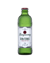  Tanqueray Gin & Tonic<br>Bottles 275ml  275ML Tanqueray London Dry Gin was created by brand founder Charles Tanqueray in 1830 and is still made today to the same classic, timeless recipe. Its iconic bottle shape is inspired by a three-part cocktail shaker made famous during Prohibition in the “Roaring 1920s”. The pineapple fruit was the ultimate symbol of hospitality in 1830s England and features in the Tanqueray family crest and adorns every bottle from the Tanqueray Distilling Company. The liquid perfectly balances four botanicals juniper