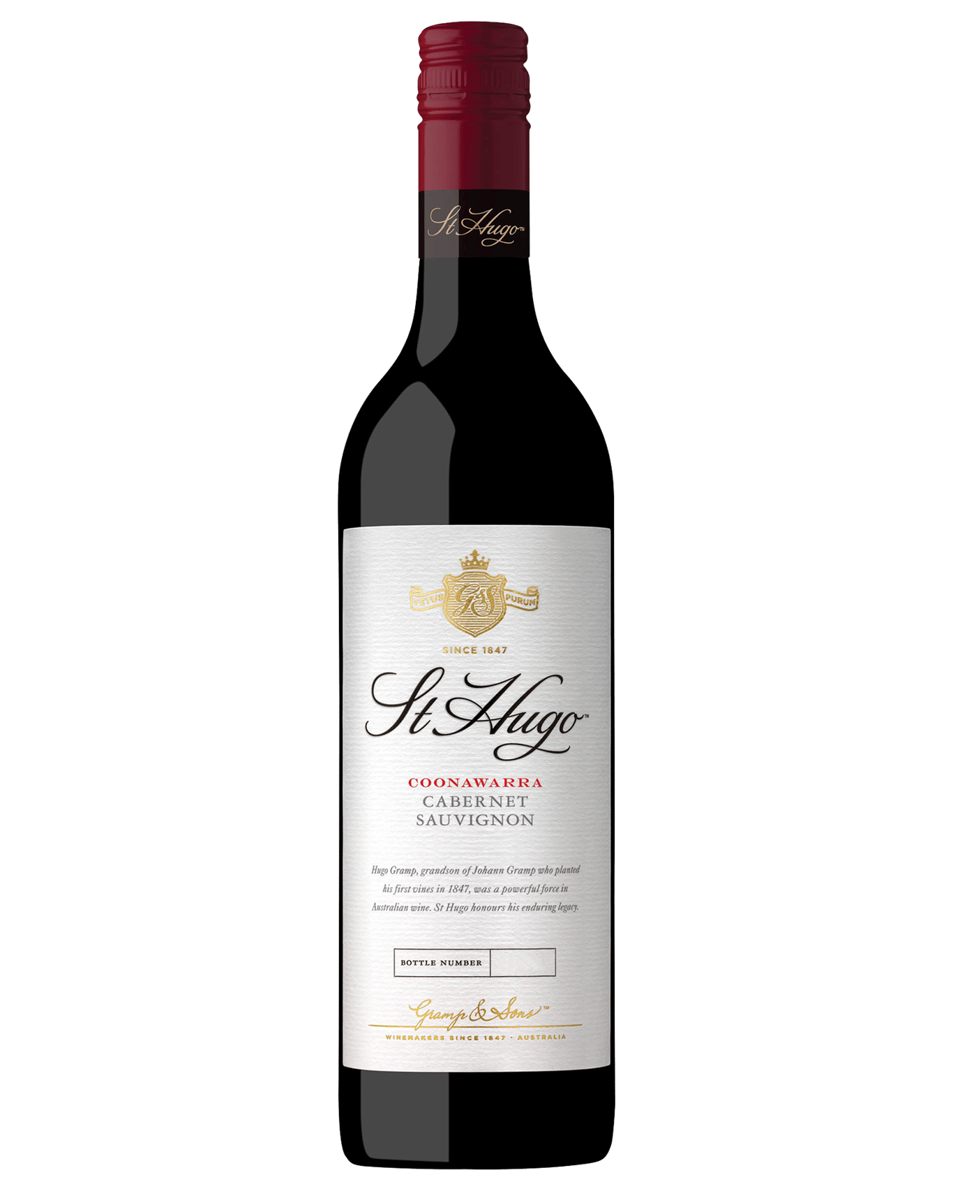 A bottle of St Hugo Cabernet Sauvignon 2014