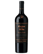  Casillero Del Diablo Reserve<br>Carmenere  750mL This variety disappeared from its place of origin in Médoc, north of Bordeaux, France following the phylloxera outbreak in the 19th century. It reappeared in Chile at the end of the 20th Century. In Casillero del Diablo, Carmenere is smooth and delicate with intense color, smooth, round tannins, and attractive aromas of black currant and chocolate. Ideal with aged cheese.