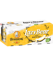  Bundaberg Lazy Bear Rum &<br>Dry Cans 10 Pack... 375mL Enjoy a lazy afternoon with this refreshing take on classic Bundaberg rum. Dry with a twist of natural lime, this mid strength is the perfect thirst quencher for long lazy summer days.