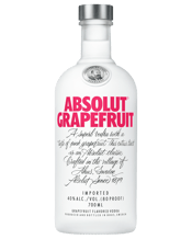  Absolut Grapefruit Vodka<br>700ml  700mL Absolut Grapefruit is made with grapefruit and other natural flavors and unlike some other flavored vodkas, it doesn’t contain any added sugar. To put it short and simple: Absolut Grapefruit has a truly fresh taste and is fruity with a distinct character of pink grapefruit and a well-balanced natural sweetness.