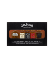  Jack Daniel's Family Of<br>Brands 5x50ml  50mL A mini favourite, the perfect gift. We do things a little differently – and that’s what gives Jack Daniel’s its distinctive character. Our whiskey is charcoal mellowed drop by drop, then aged in our own handcrafted barrels. In fact, more than 150 years later, our Whiskey is still made the same way Mr Jack made it. By the way it looks. By the way it smells. And, of course, by the way it tastes.
