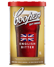 Coopers Home Brew English<br>Bitter 1.7kg 1.7kg Coopers English Bitter is a brown copper colour with red hues and a creamy head. It displays a pleasing floral aroma with a blend of toasty/sweet malt flavours finishing with a firm bitter finish. It may be served slightly less chilled, if desired.