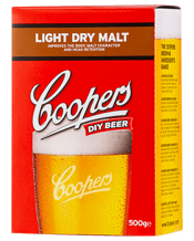 Coopers Light Dry Malt 500g 500g Coopers Light Dry Malt is produced wholly from Coopers Malt Extract. When using this product, you can be confident that you are adding 100% pale malt to your brew. Coopers Light Dry Malt will improve the body, malt character and head retention of your favourite brew. An excellent addition for all beers.