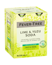 Fever Tree Lime & Yuzu Soda<br>4x250ml  1000ML With natural flavours and no artificial sweeteners, this non-alcoholic mixer is low in calories and full in flavour. Chill and enjoy solo as a sophisticated soft drink for a refreshing sip.