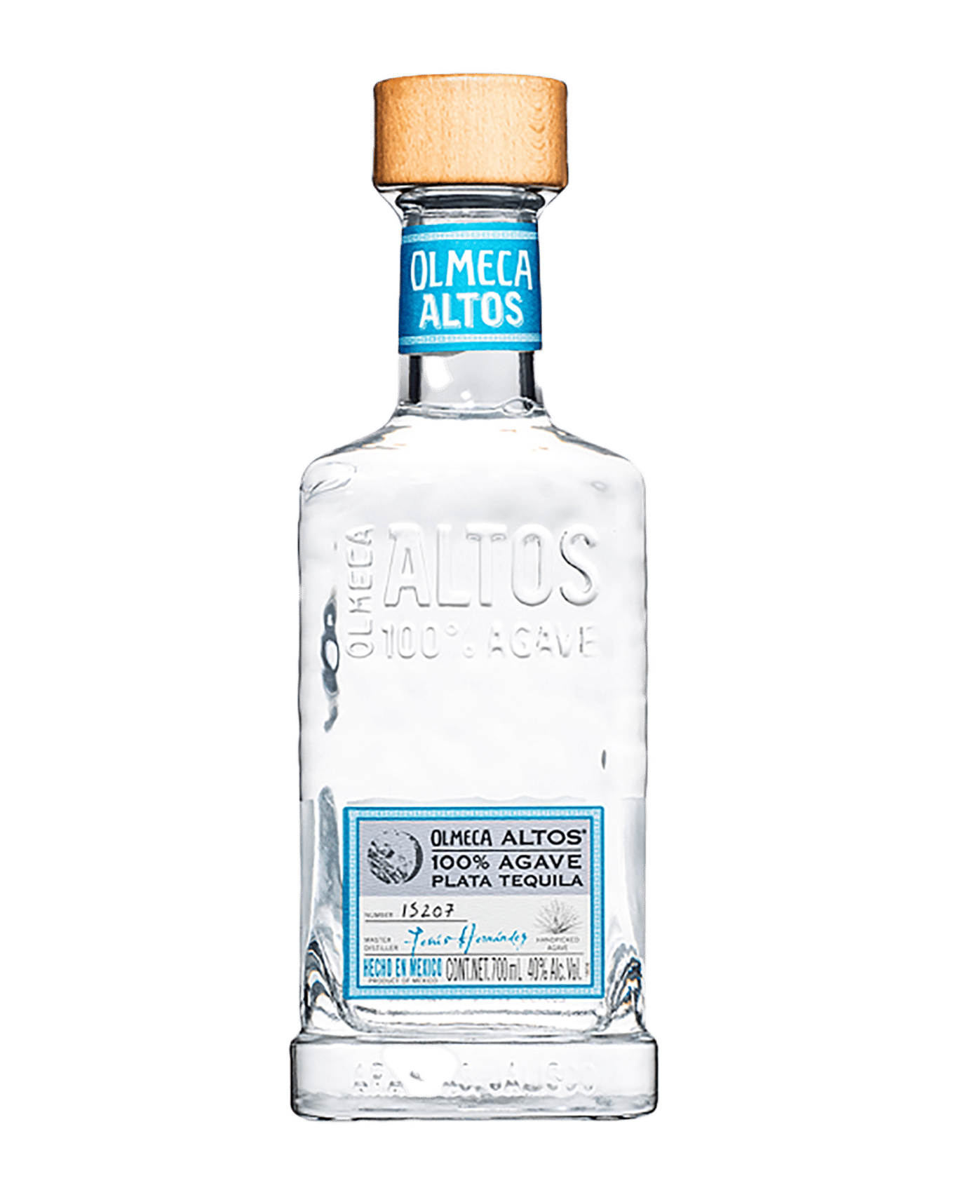A bottle of Altos Blanco Tequila