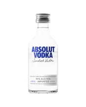  Absolut Vodka 50ml  50ML Bold, original, creative. Absolut Vodka launched in New York, 1979. Our transparent and label-less bottle, inspired by an 18th Century medicine bottle, stood out from its tall, flashy, competitors. Made from pristine water and Swedish winter wheat, Absolut's philosophy of One Source, One Community, One Incredible Vodka, stands true.