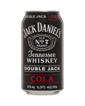 Jack Daniel's Double Jack &<br>Cola Cans 375ml 375ML Two shots of Jack Daniel’s Old No. 7 whiskeys perfectly mixed with cola to 6.9% ABV. For those who appreciate a bolder expression of Jack Daniel’s signature whiskey taste.