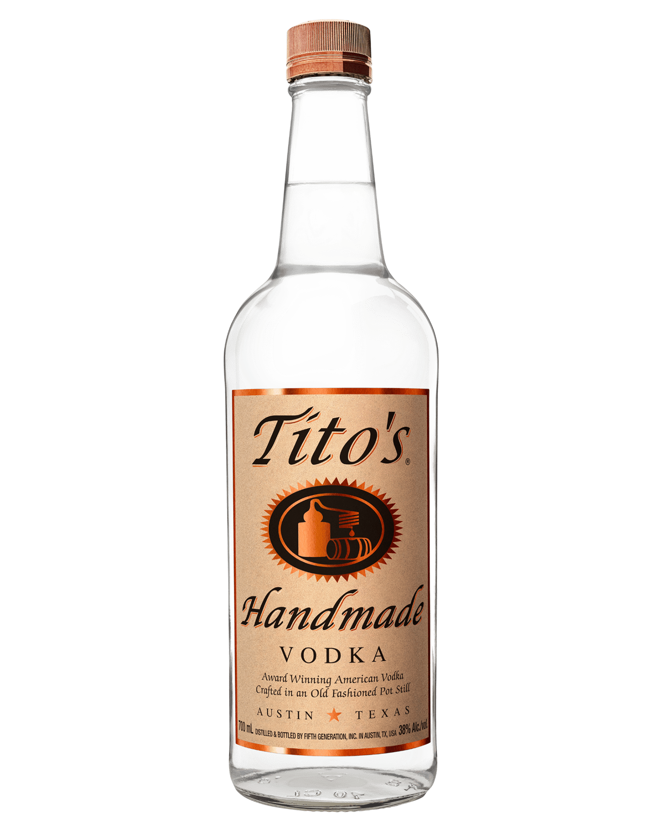 A bottle of Tito's Handmade Vodka