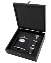  Bar Station Platinum Hip<br>Flask Gift Set  1EA The perfect gift for the spirit lover, this four piece gift set features stainless steel flask and shot glasses with a funnel to make filling the flask easy.