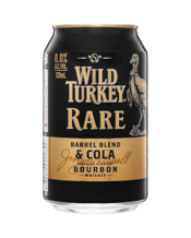  Wild Turkey Rare Bourbon &<br>Cola Cans 320ml  320ML A unique blend of three parts of the legendary Kentucky straight Bourbon to one part of top-shelf barrel proof rare breed. Wild Turkey Rare has a deep, smooth bourbon oak character with hints of spice and citrus. At 8 percent alcohol you get the true taste from the iconic bourbon mixed with cola.