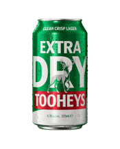 Tooheys Extra Dry Cans 375ml<br> 375ML Tooheys Extra Dry is known for its clean, crisp taste. The extended brewing process removes excess sugars to create a refreshing lager with low bitterness and lower carbs than regular full strength beer. Mild fruity, malty notes accompany a mellow middle palate leaving a clean aftertaste and refreshing finish, making it the perfect easy drinking lager.So, how do you feel? Like a Tooheys Extra Dry or two.