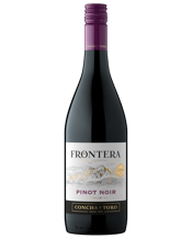  Frontera Pinot Noir  750mL Frontera Pinot Noir is fresh and fruity with notes of red fruits as cherry and strawberry. Soft and full, sweet and persistence aftertaste, perfect company for aged cheese, white meats and grilled fish.